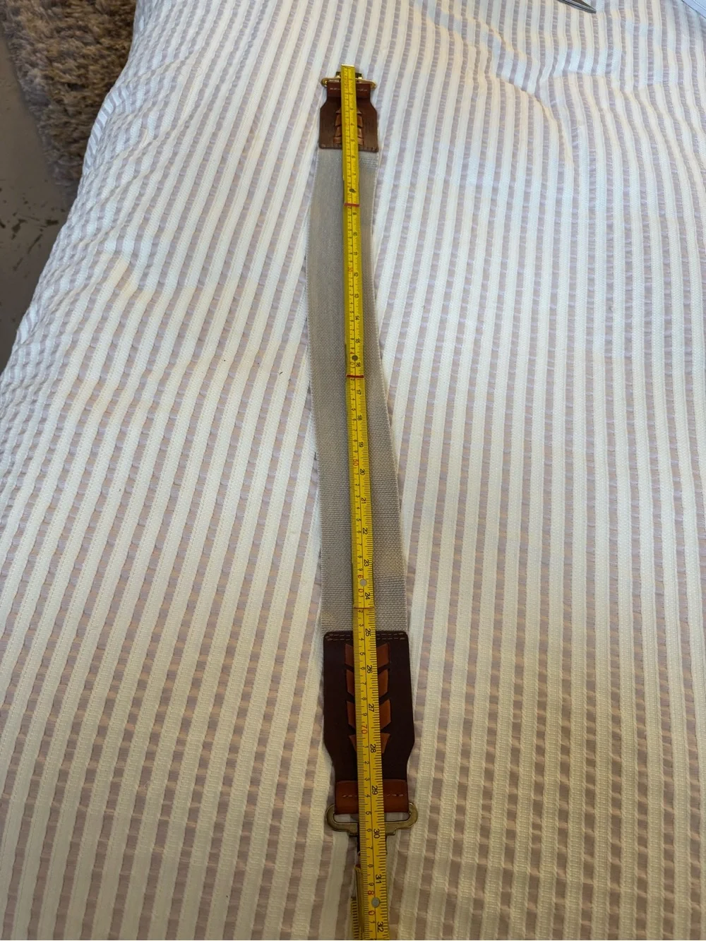 Banana Republic Beige Elastic Belt with Brown Leather Accents